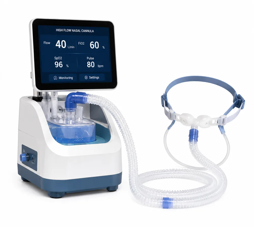 Sistema de Cánula Nasal de Alto Flujo (HFNC) — High-Flow Nasal Cannula (HFNC) System SKU XY-HF60