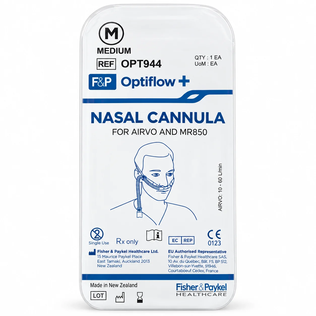 Cánula Nasal Optiflow+ Talla M para AIRVO y MR850 (OPT944) — Optiflow+ Nasal Cannula, Medium, for AIRVO and MR850 (OPT944) SKU XY-OPT944
